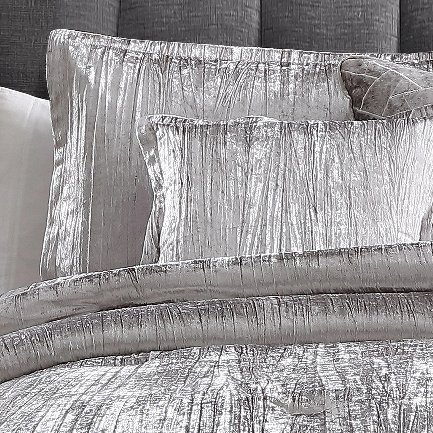 Turin Silver Crinkle Velvet 7PC Bedding Set - Image 6
