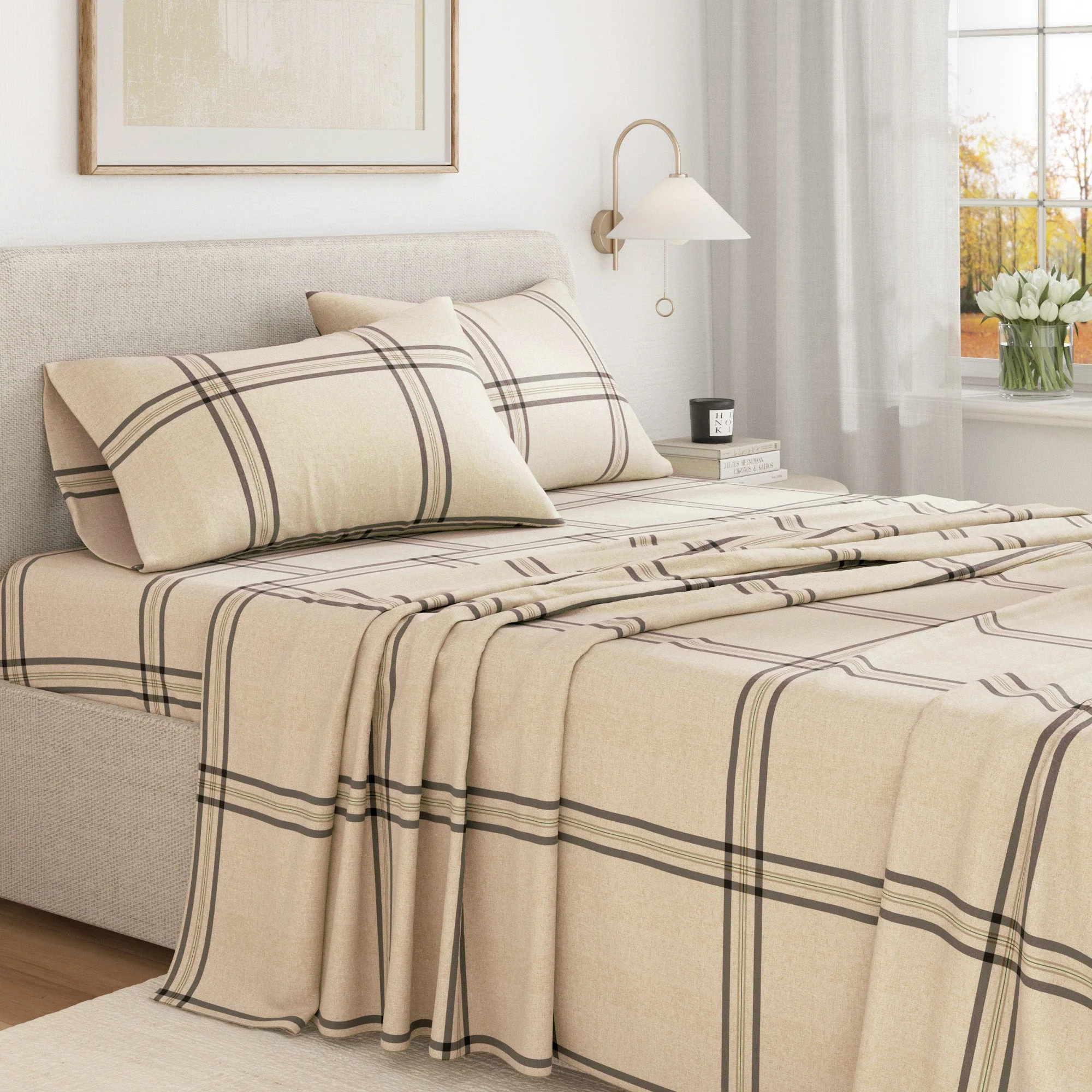 Turkish Cotton Flannel Sheet Set - Plaid & Stripe Collection - Image 11