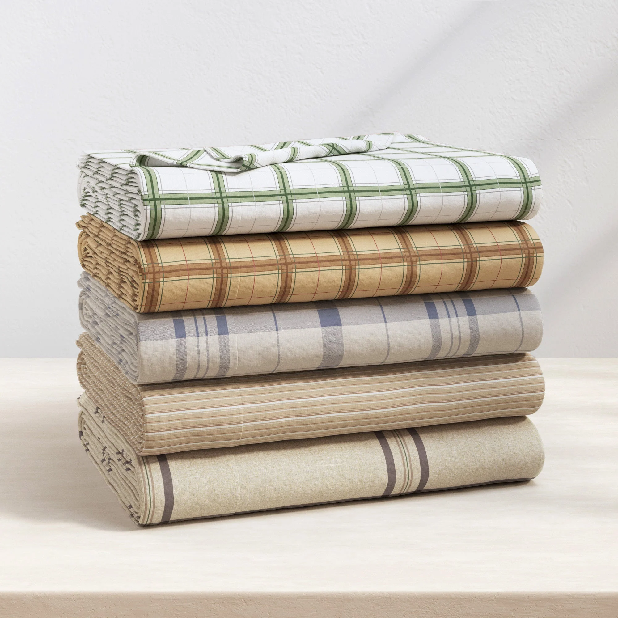 Turkish Cotton Flannel Sheet Set - Plaid & Stripe Collection - Image 12