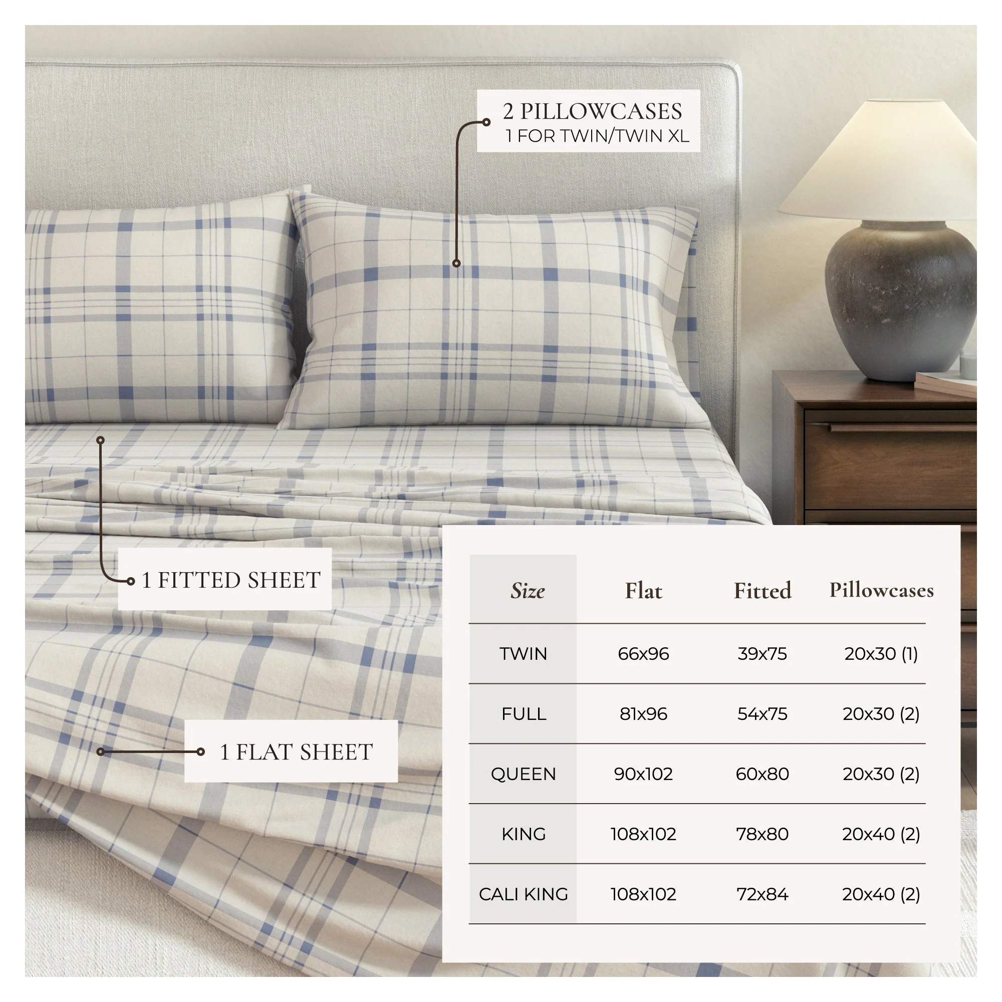 Turkish Cotton Flannel Sheet Set - Plaid & Stripe Collection - Image 3