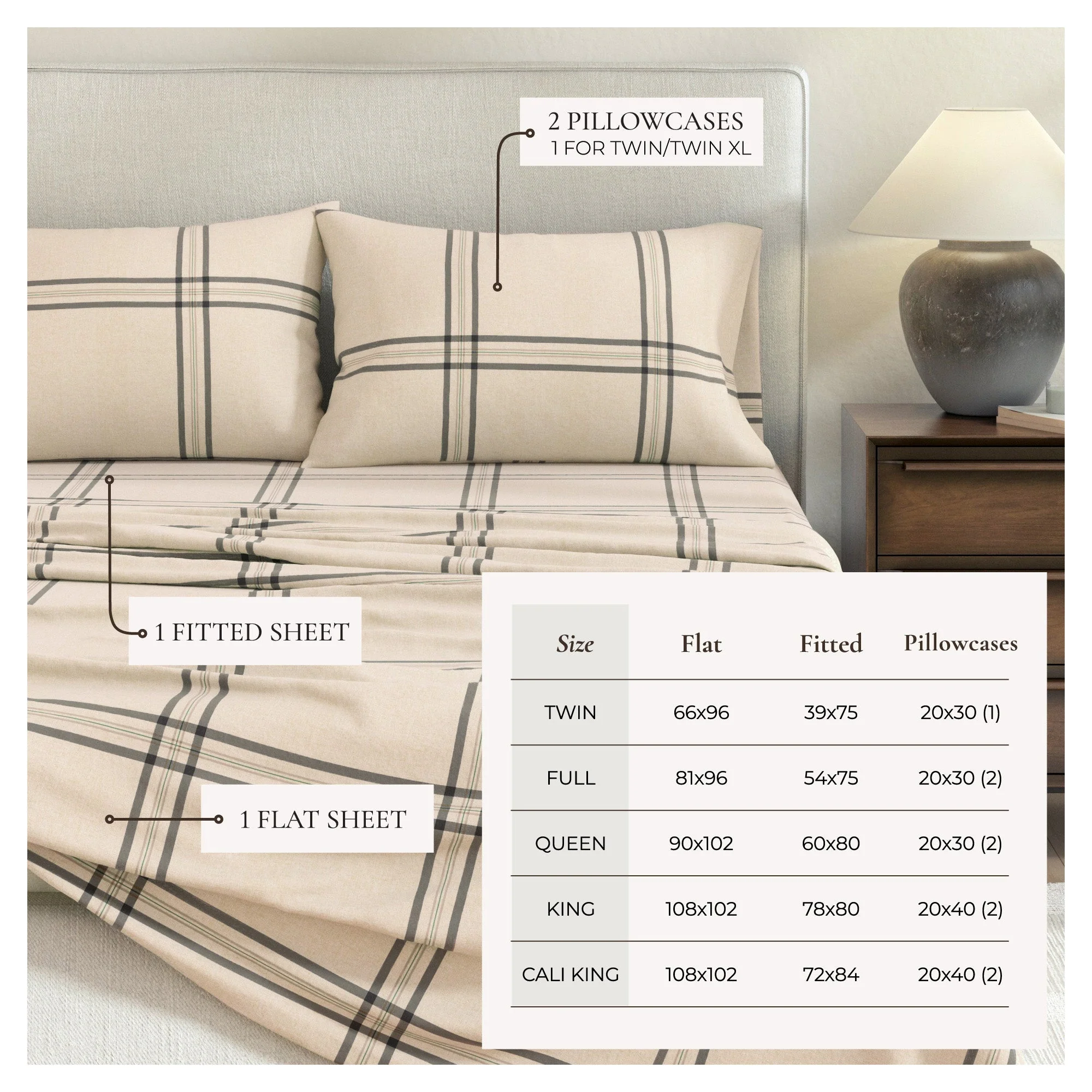 Turkish Cotton Flannel Sheet Set - Plaid & Stripe Collection - Image 9