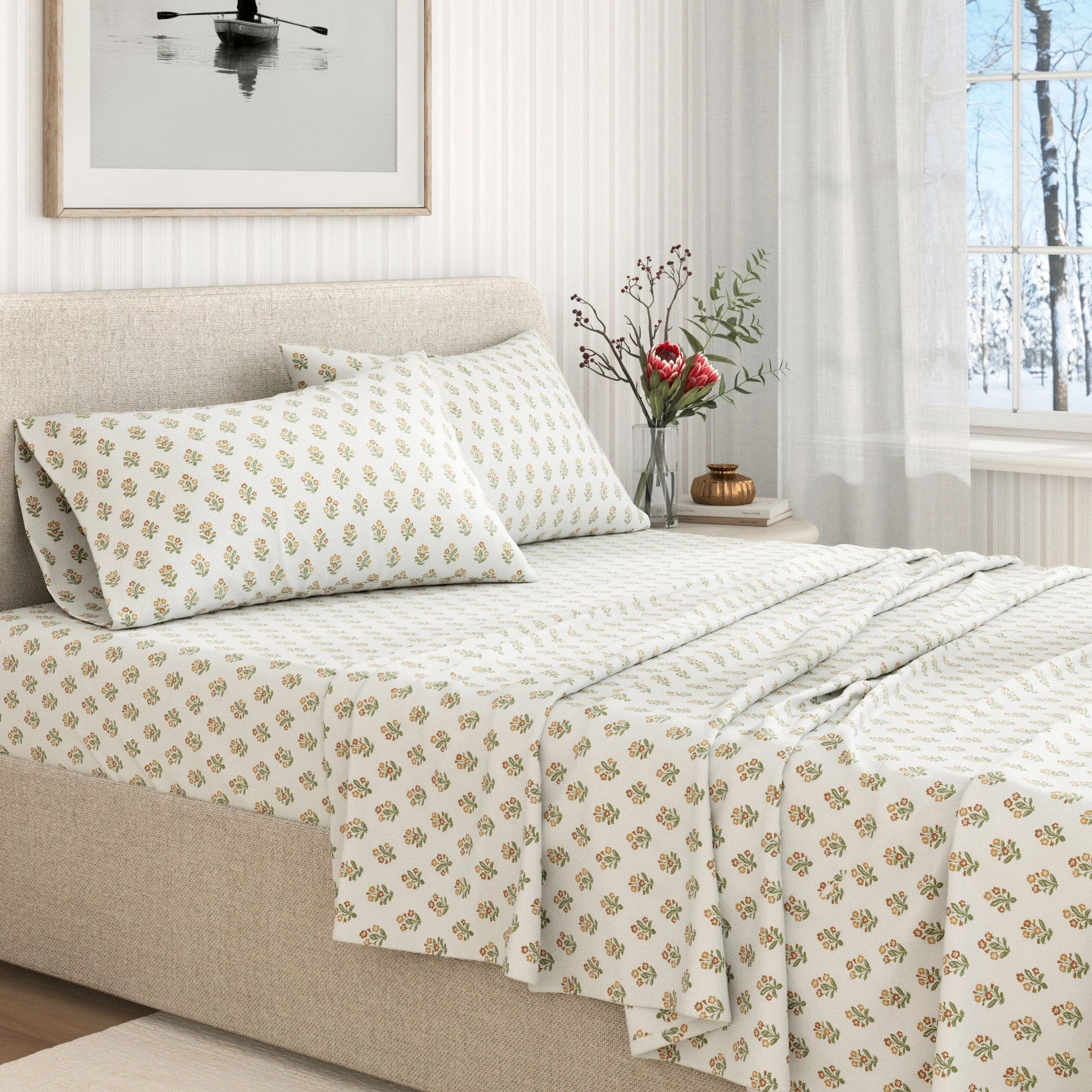 Turkish Cotton Flannel Sheet Set - Winter Floral Collection - Image 11