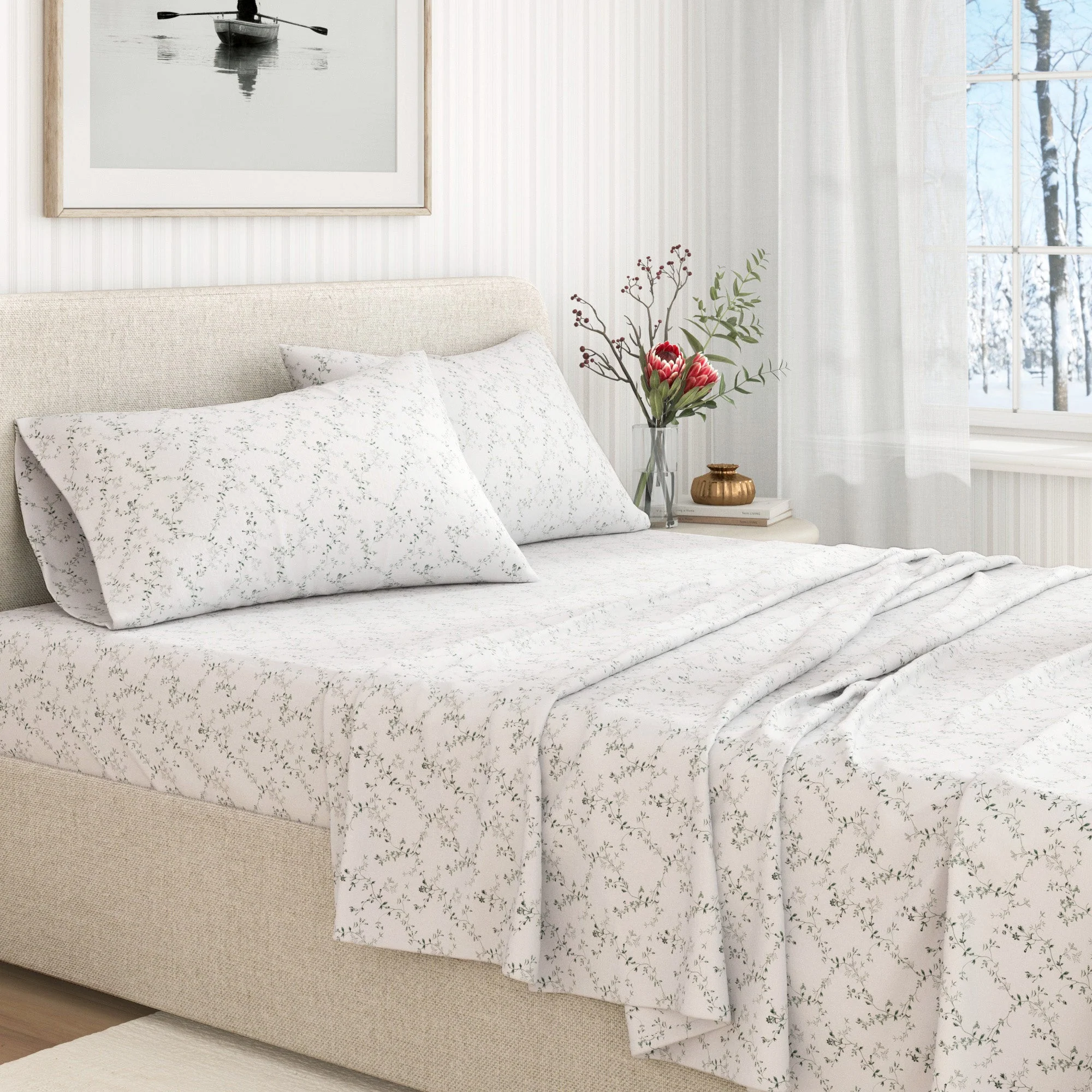 Turkish Cotton Flannel Sheet Set - Winter Floral Collection - Image 17