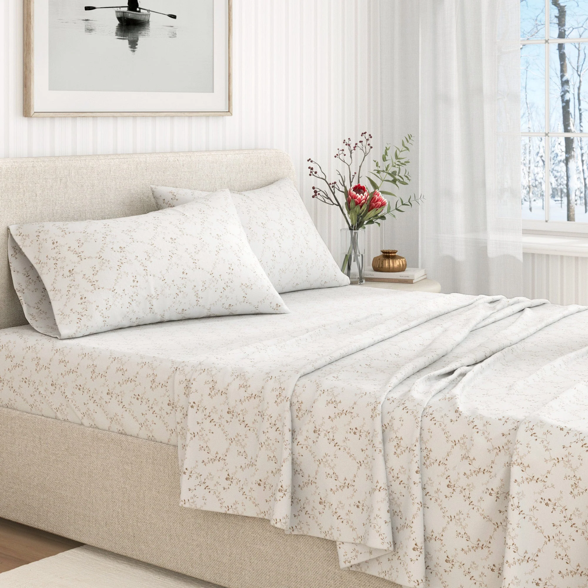 Turkish Cotton Flannel Sheet Set - Winter Floral Collection - Image 23