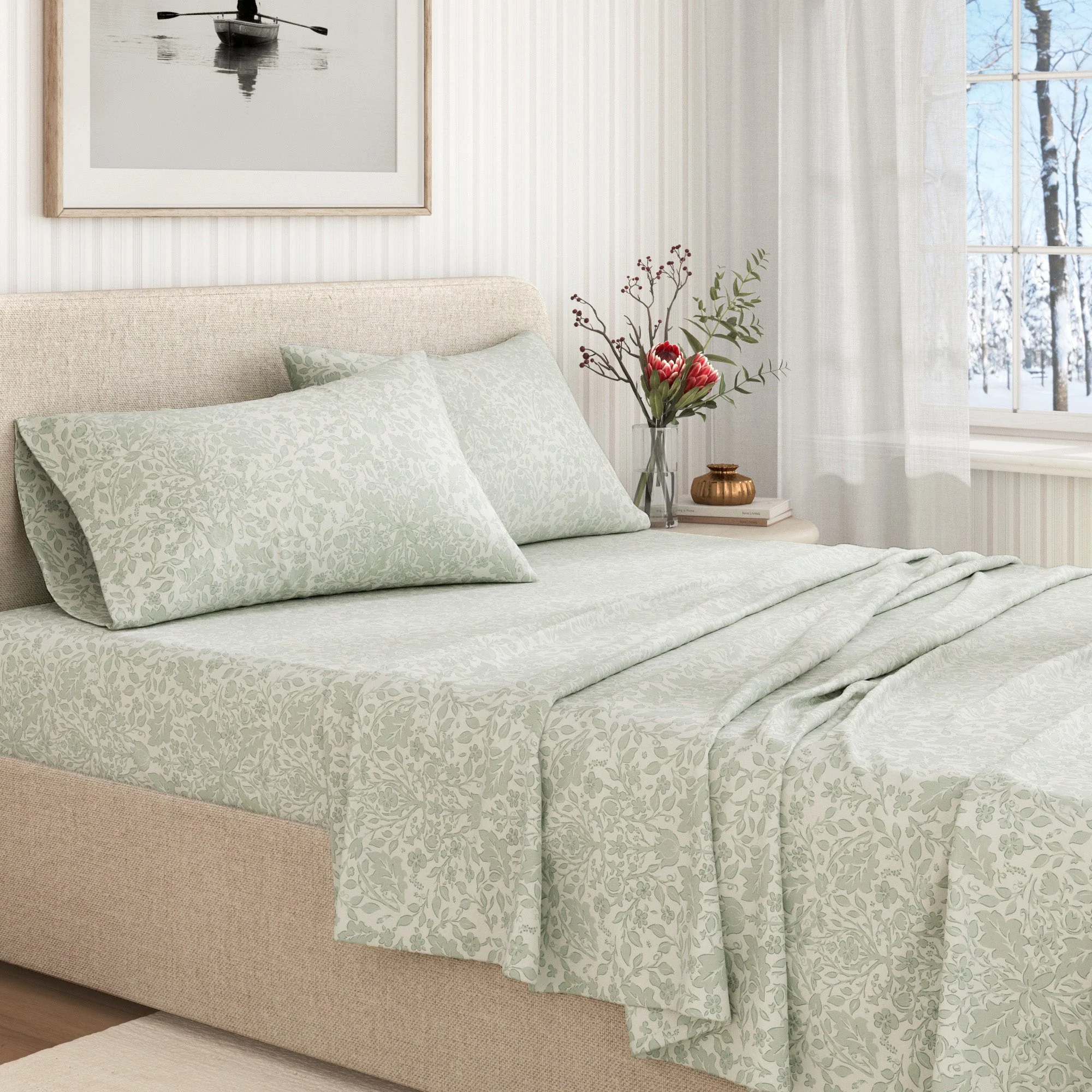 Turkish Cotton Flannel Sheet Set - Winter Floral Collection - Image 29