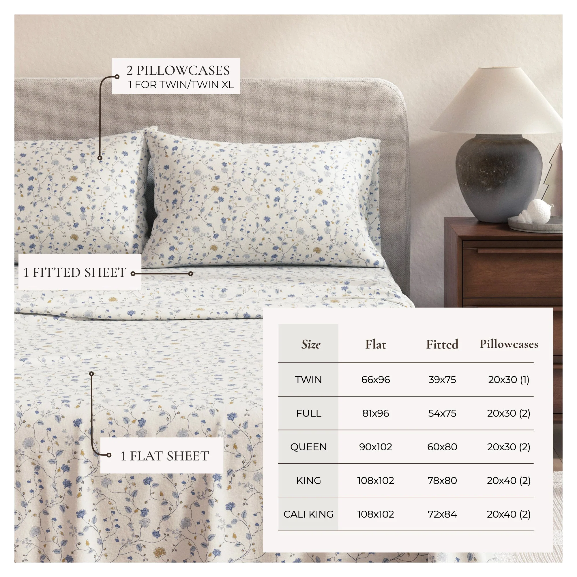 Turkish Cotton Flannel Sheet Set - Winter Floral Collection - Image 3