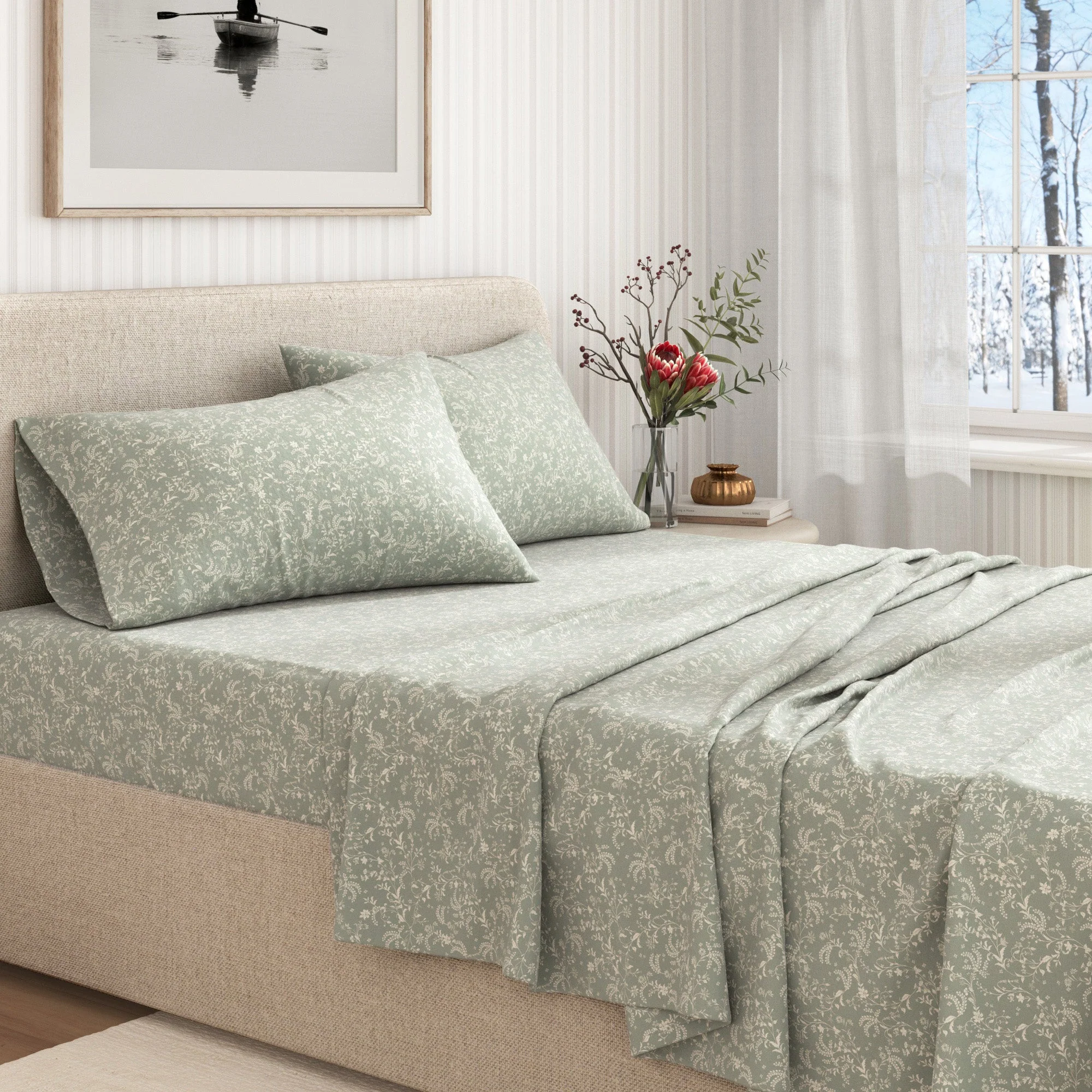 Turkish Cotton Flannel Sheet Set - Winter Floral Collection - Image 35
