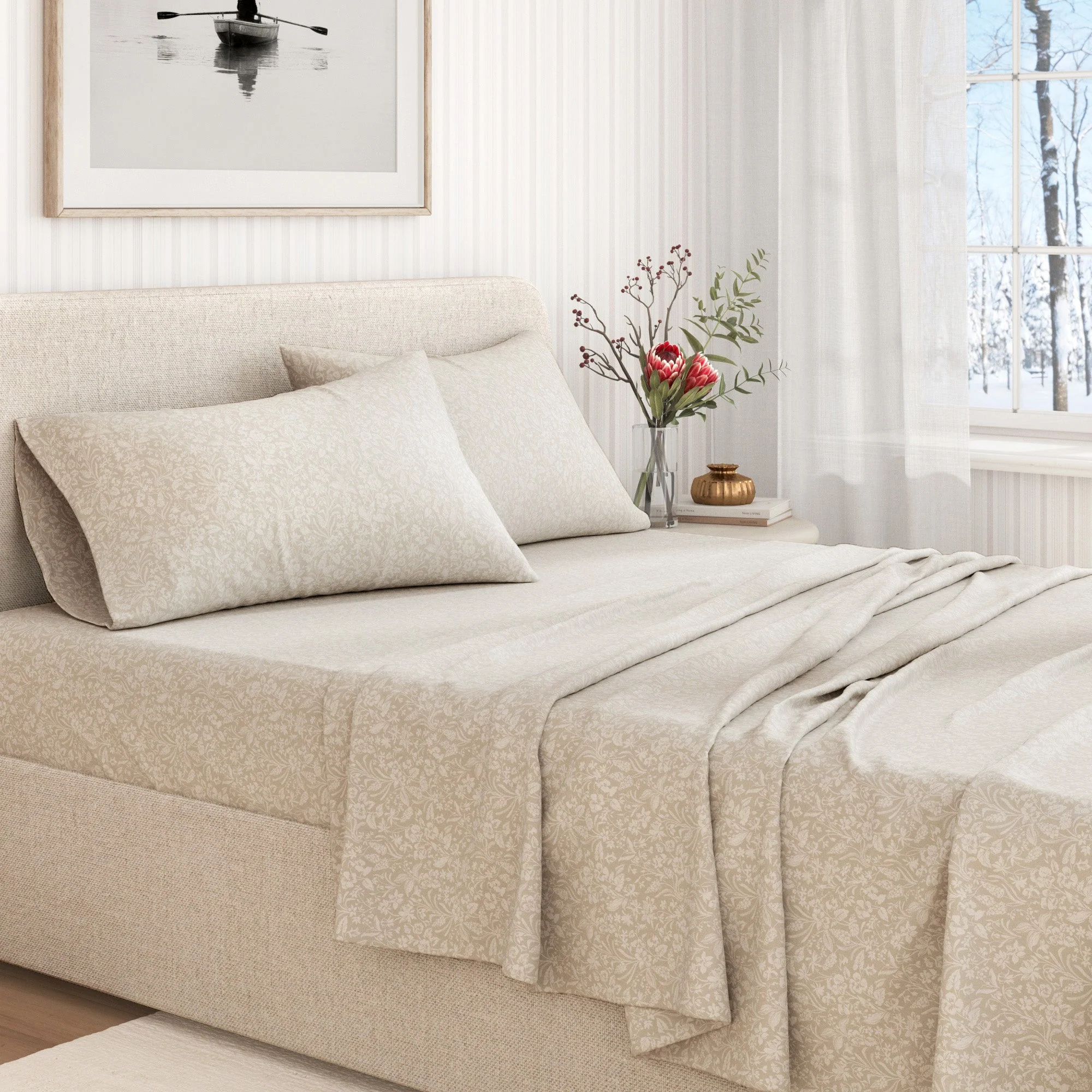 Turkish Cotton Flannel Sheet Set - Winter Floral Collection - Image 41
