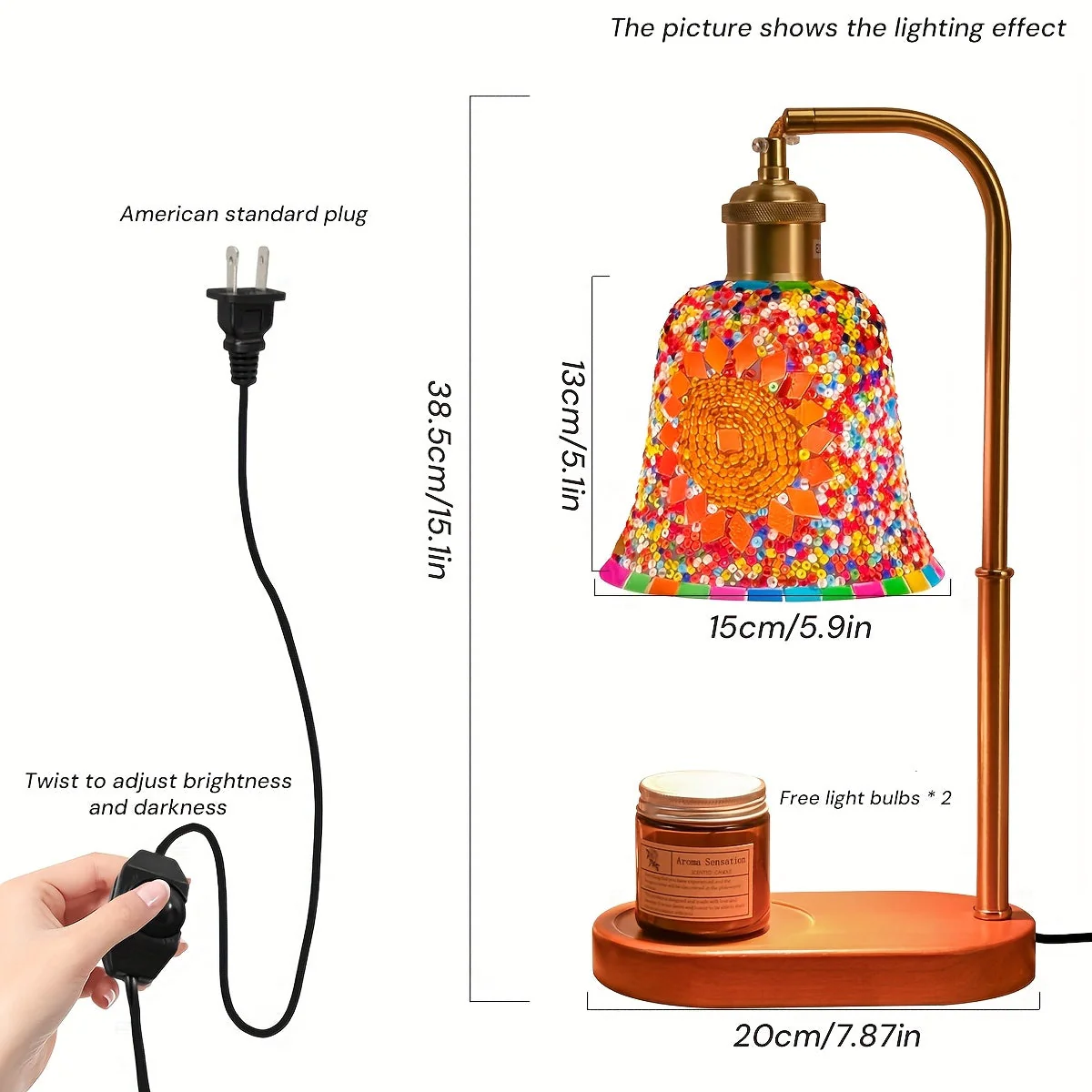 Turkish Mosaic Candle Lamp – Dimmable Glass Table Light for Bedroom & Holidays - Image 14