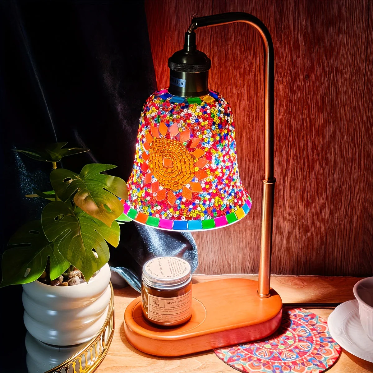 Turkish Mosaic Candle Lamp – Dimmable Glass Table Light for Bedroom & Holidays - Image 2
