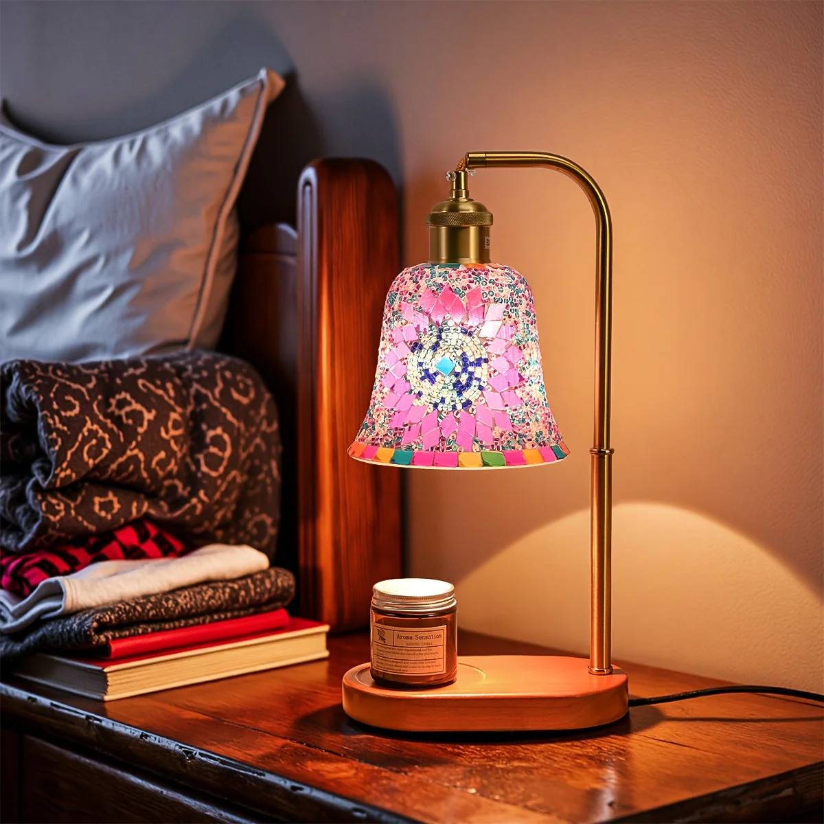 Turkish Mosaic Candle Lamp – Dimmable Glass Table Light for Bedroom & Holidays - Image 3
