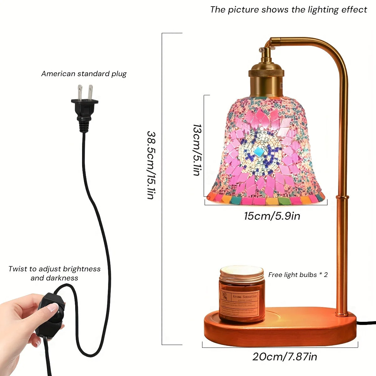 Turkish Mosaic Candle Lamp – Dimmable Glass Table Light for Bedroom & Holidays - Image 4