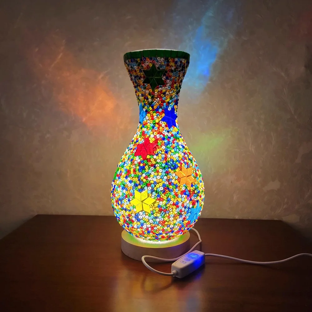 Turkish Mosaic Table Lamp Hand Inlaid Glass Mediterranean Bedroom Living Room Decor - Image 10