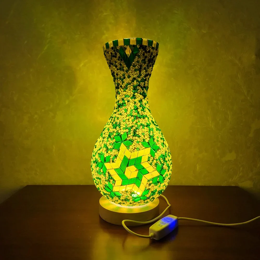 Turkish Mosaic Table Lamp Hand Inlaid Glass Mediterranean Bedroom Living Room Decor - Image 11