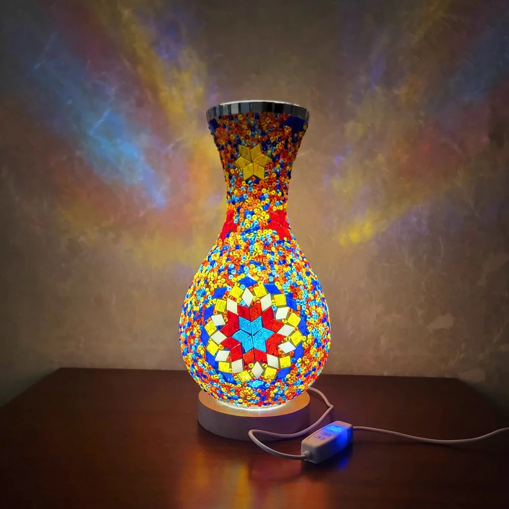 Turkish Mosaic Table Lamp Hand Inlaid Glass Mediterranean Bedroom Living Room Decor - Image 14
