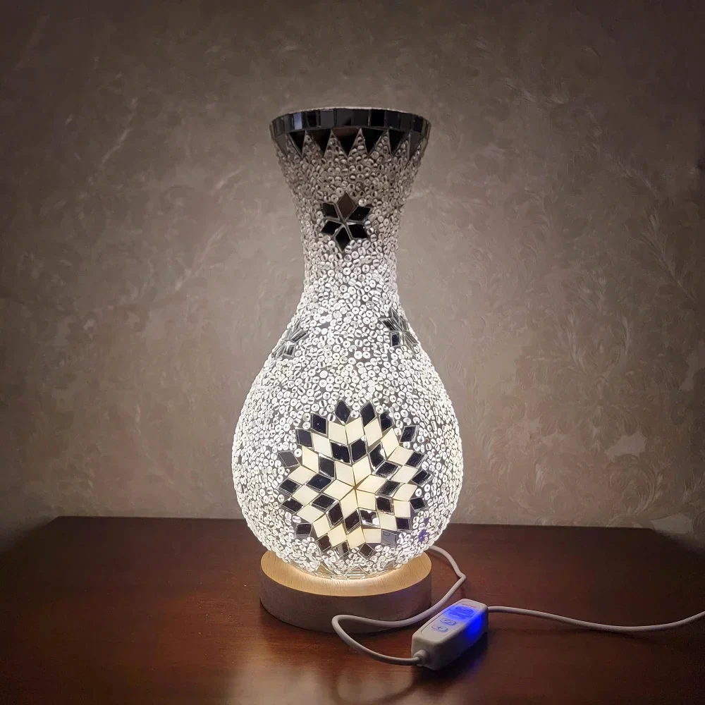 Turkish Mosaic Table Lamp Hand Inlaid Glass Mediterranean Bedroom Living Room Decor - Image 15