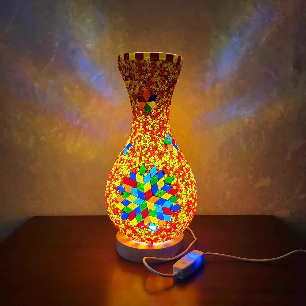 Turkish Mosaic Table Lamp Hand Inlaid Glass Mediterranean Bedroom Living Room Decor - Image 16
