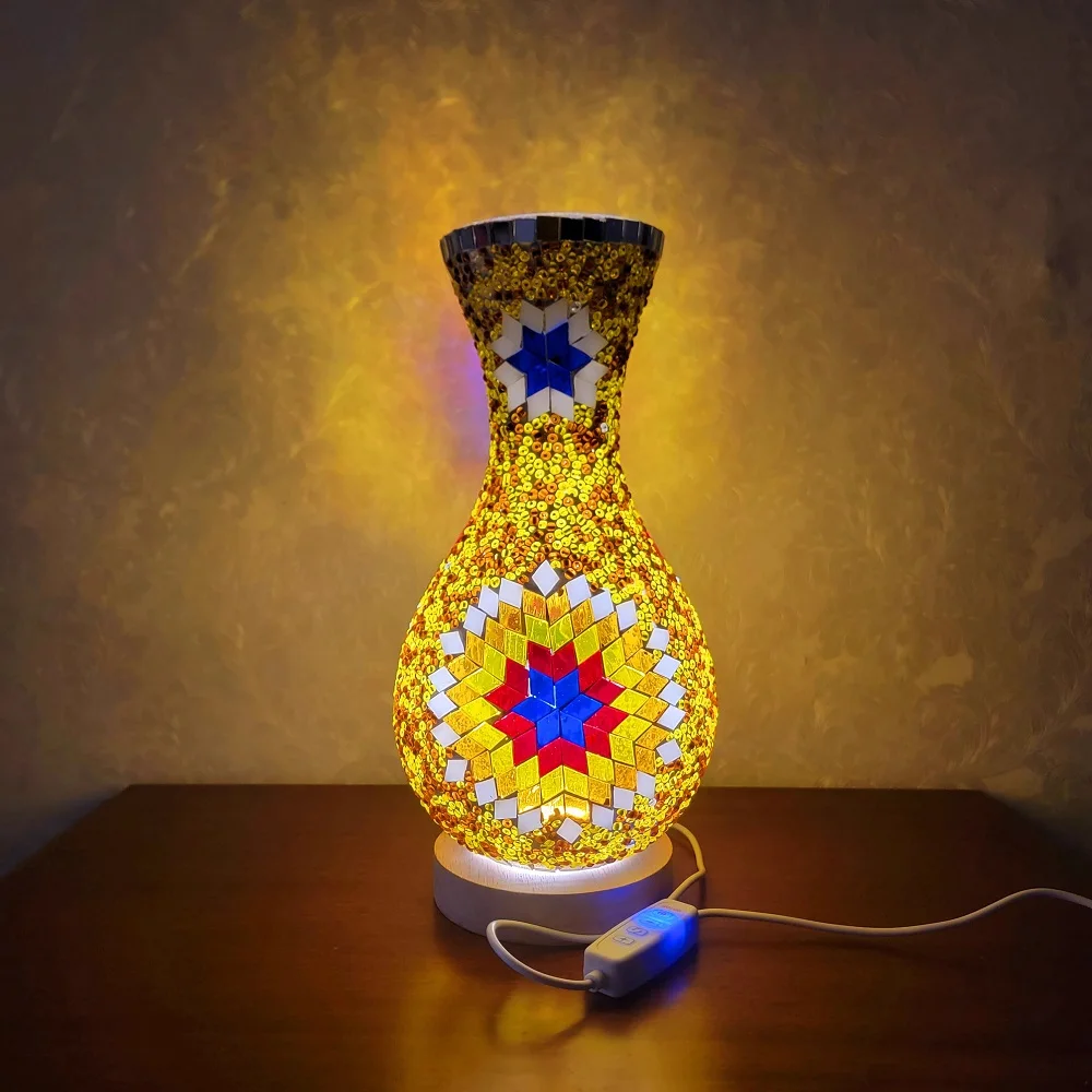 Turkish Mosaic Table Lamp Hand Inlaid Glass Mediterranean Bedroom Living Room Decor - Image 17