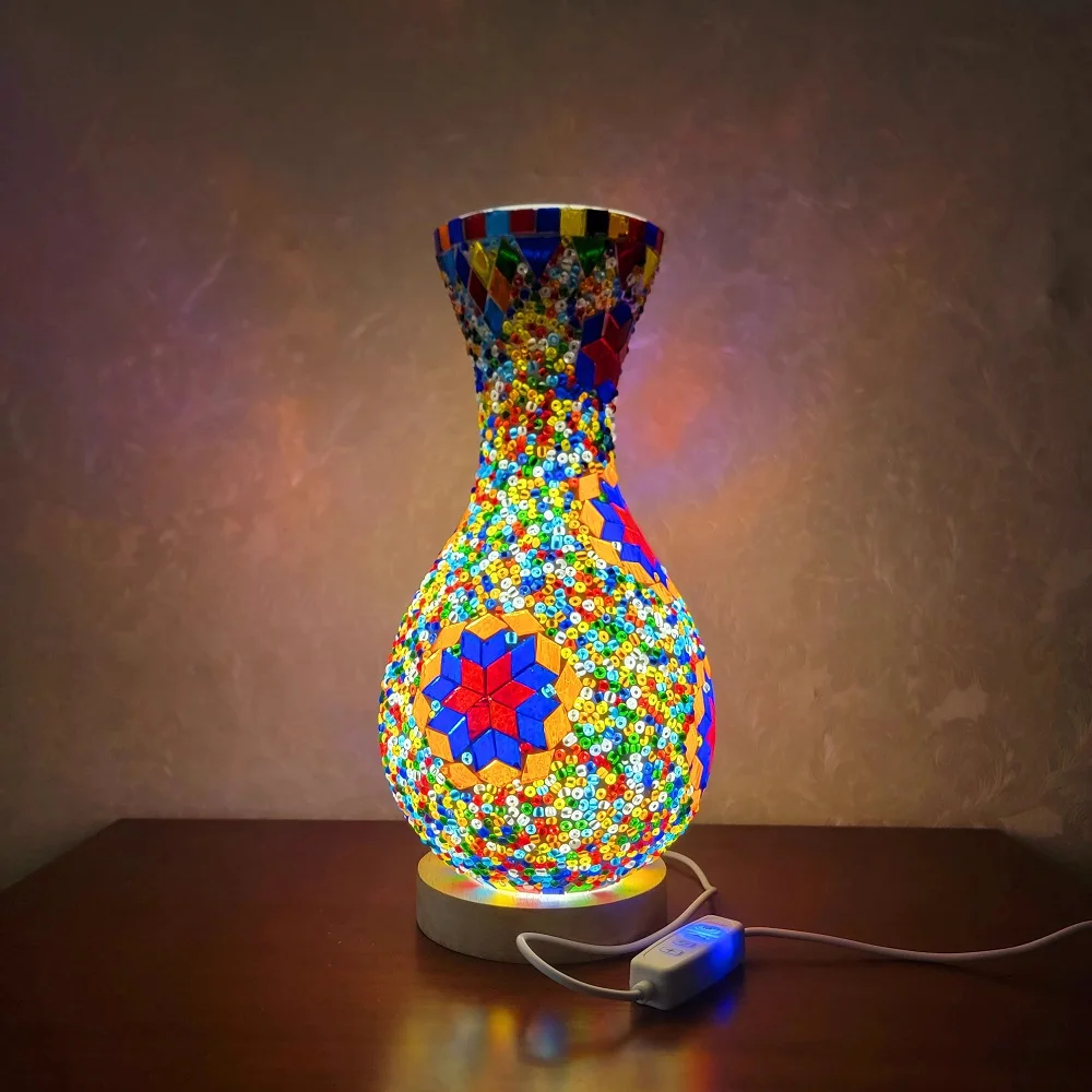 Turkish Mosaic Table Lamp Hand Inlaid Glass Mediterranean Bedroom Living Room Decor - Image 21