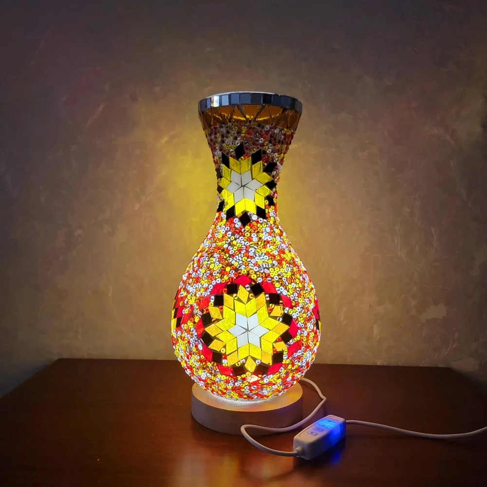 Turkish Mosaic Table Lamp Hand Inlaid Glass Mediterranean Bedroom Living Room Decor - Image 7