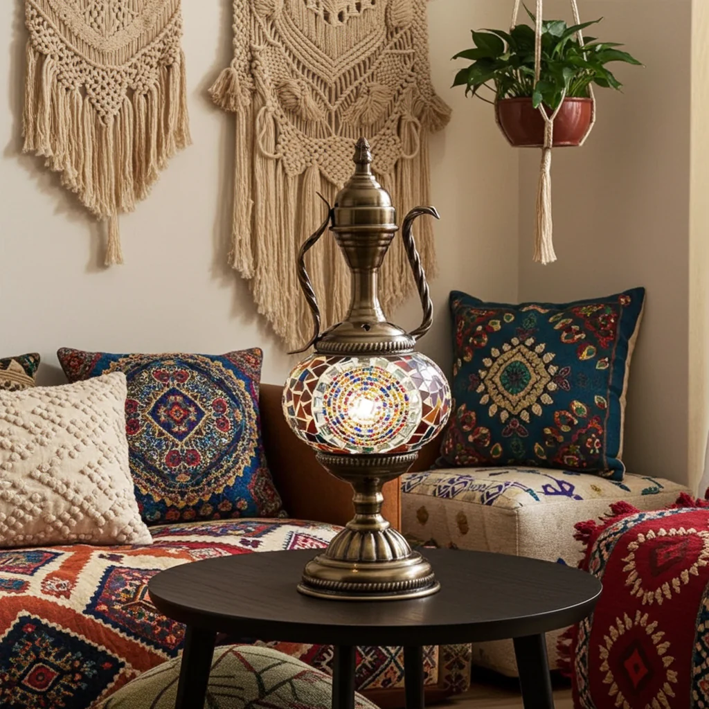 Turkish Mosaic Table Lamp Handcrafted Glass Vintage Mediterranean Romantic Bedside Light - Image 8