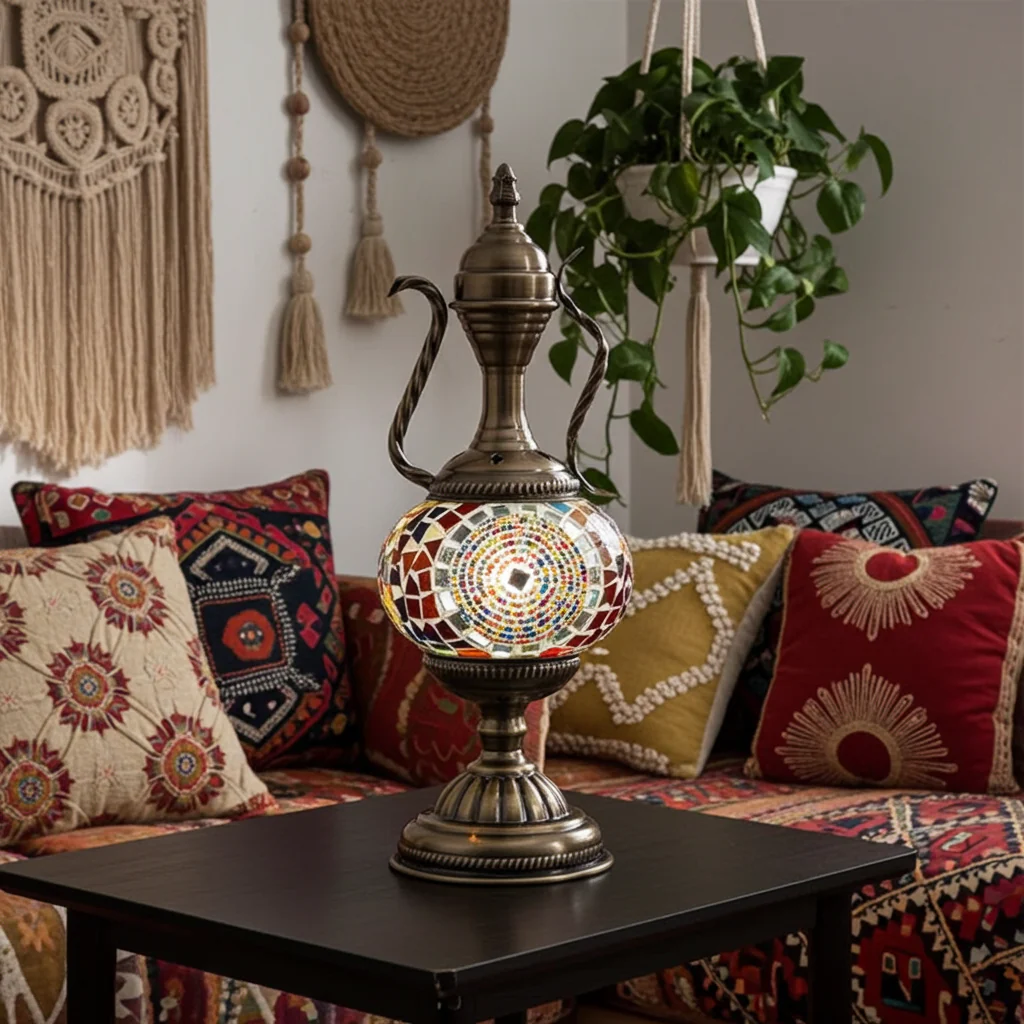 Turkish Mosaic Table Lamp Handcrafted Glass Vintage Mediterranean Romantic Bedside Light - Image 9
