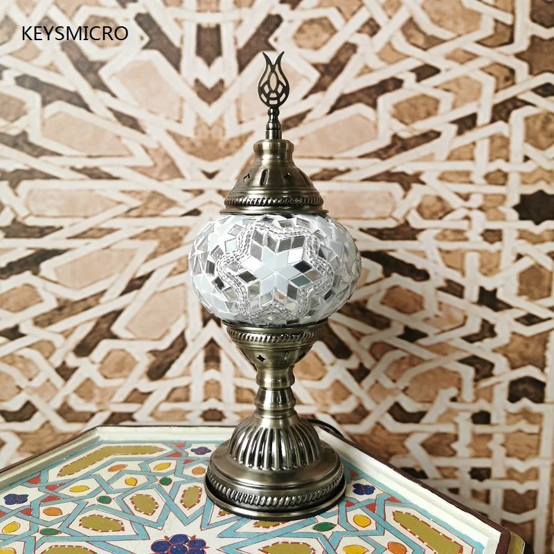 Turkish Mosaic Table Lamp Handcrafted Stained Glass Vintage Romantic Bedside Light - Image 2