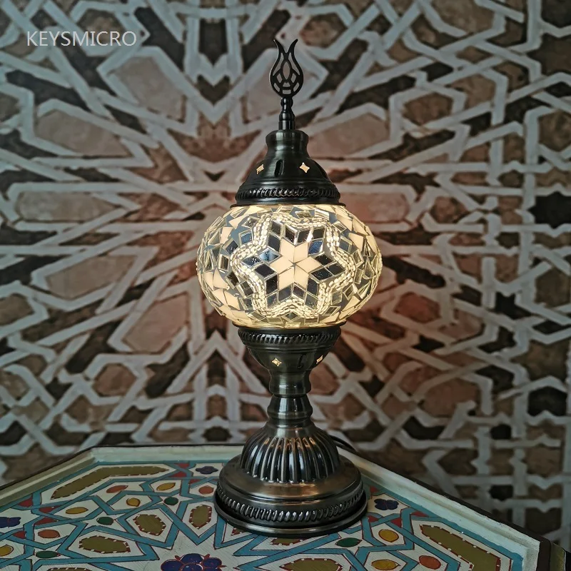 Turkish Mosaic Table Lamp Handcrafted Stained Glass Vintage Romantic Bedside Light - Image 3