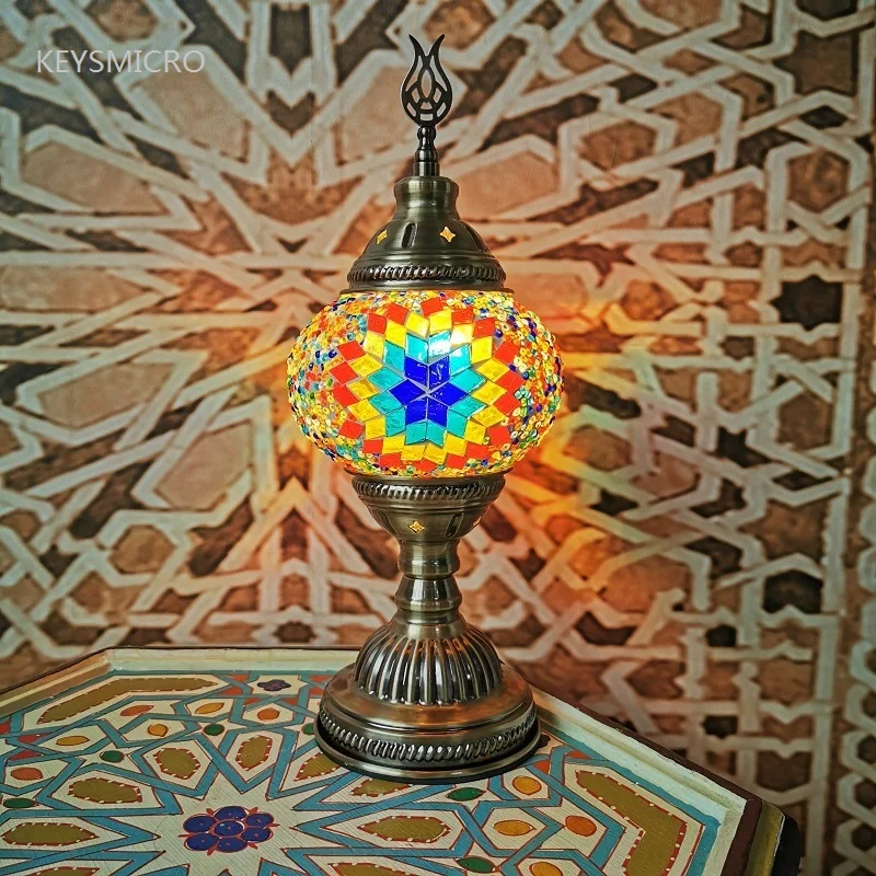 Turkish Mosaic Table Lamp Handcrafted Stained Glass Vintage Romantic Bedside Light - Image 5