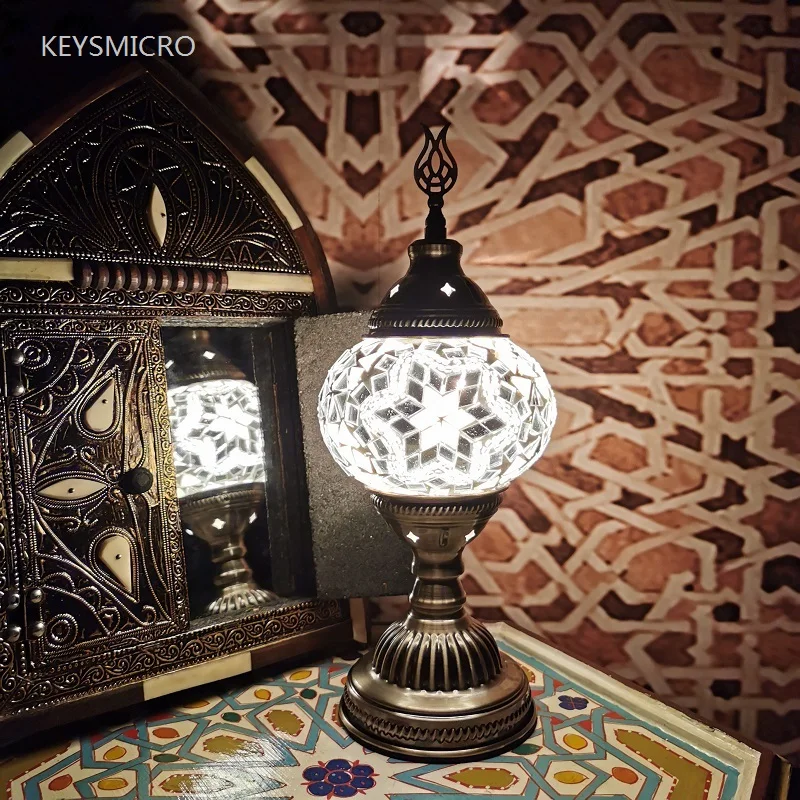 Turkish Mosaic Table Lamp Handcrafted Stained Glass Vintage Romantic Bedside Light - Image 7