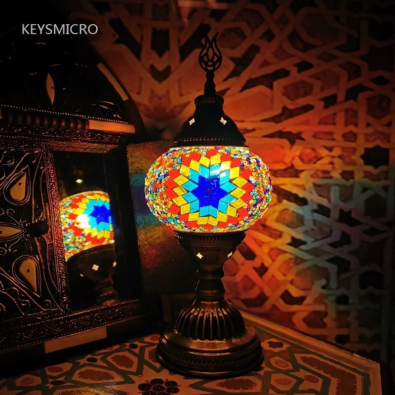 Turkish Mosaic Table Lamp Handcrafted Stained Glass Vintage Romantic Bedside Light - Image 8