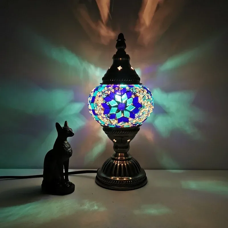 Turkish Stained Glass Table Lamp Mosaic Retro Bedside Cafe Decor Light - Image 6