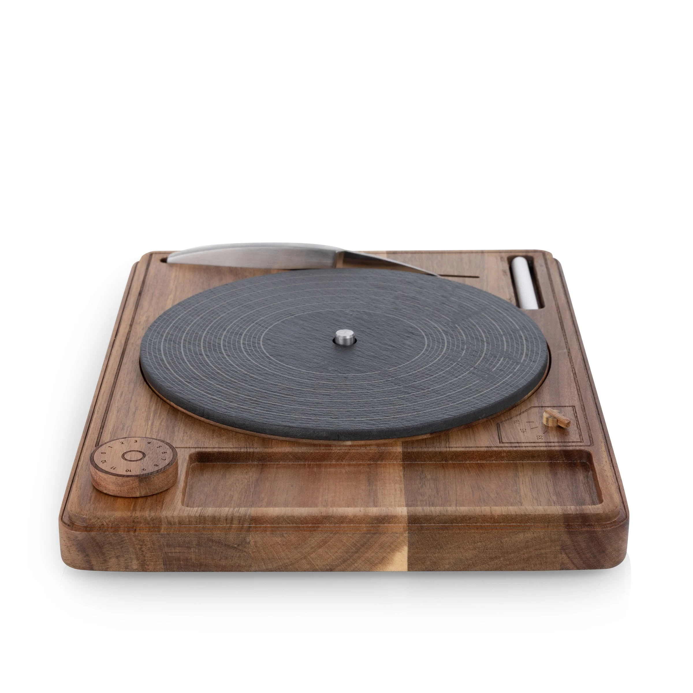 Turntable Acacia and Slate Cheese Board with Knife - Image 10
