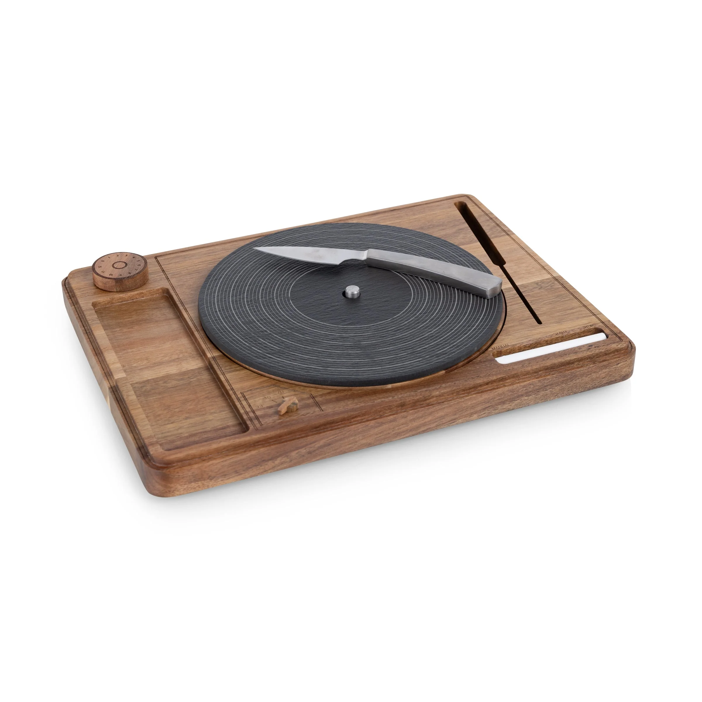 Turntable Acacia and Slate Cheese Board with Knife - Image 11
