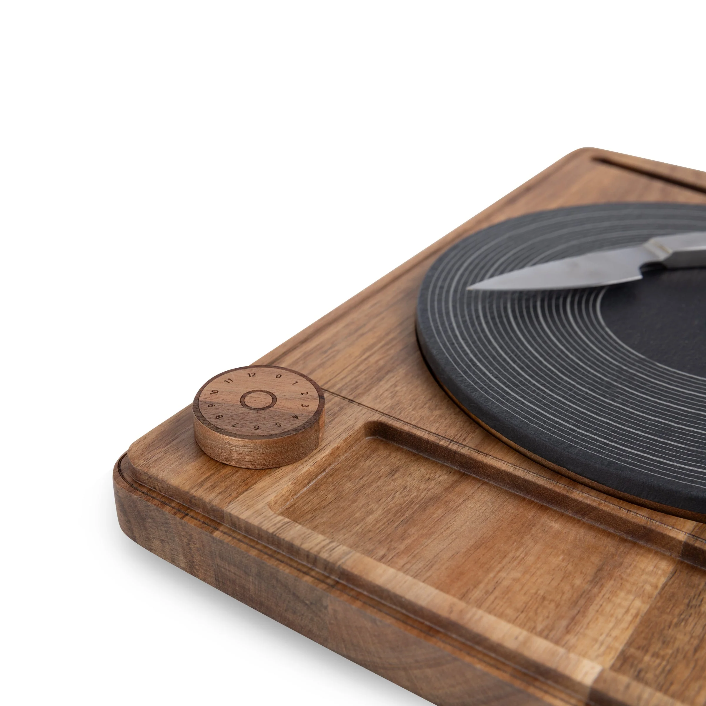 Turntable Acacia and Slate Cheese Board with Knife - Image 19