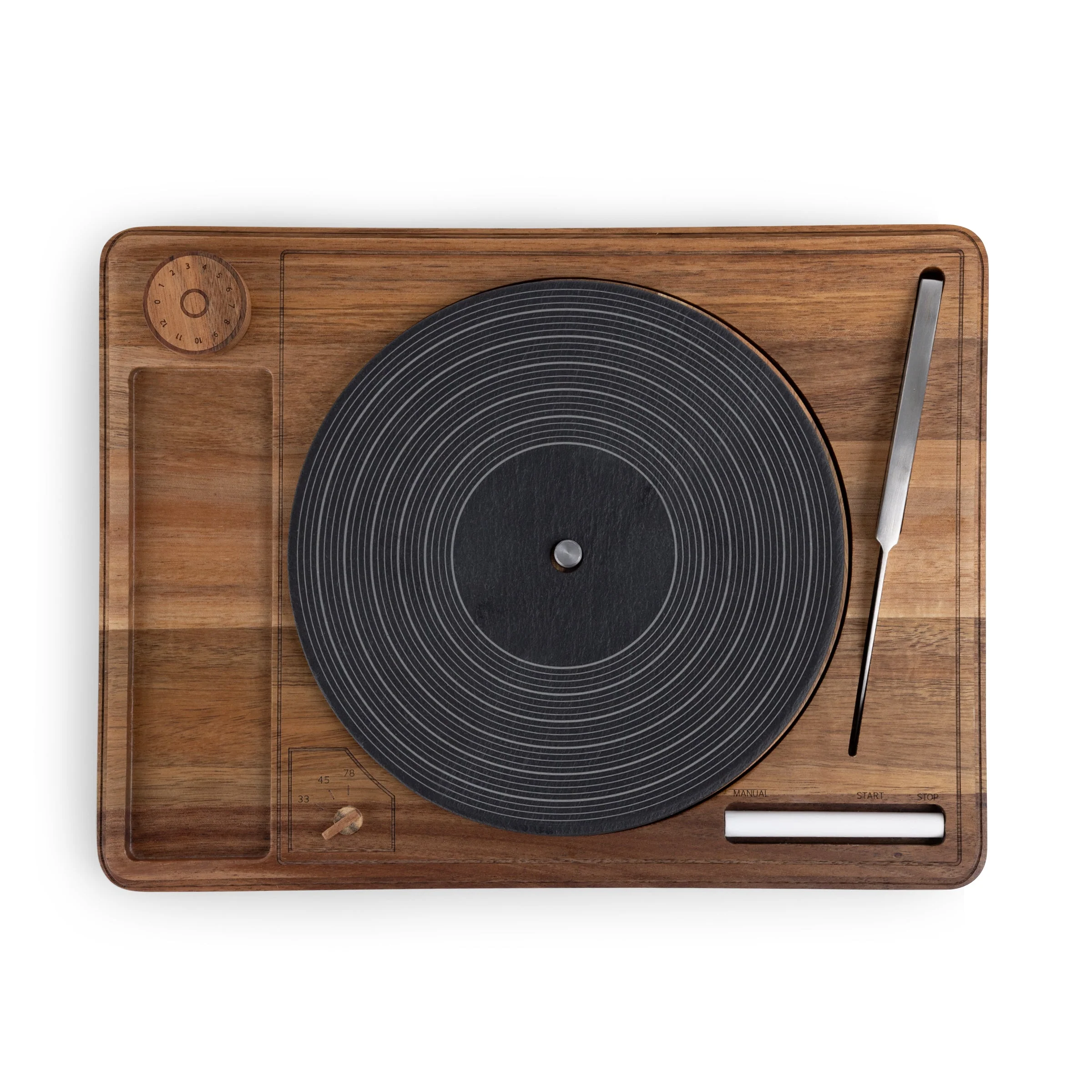 Turntable Acacia and Slate Cheese Board with Knife - Image 6