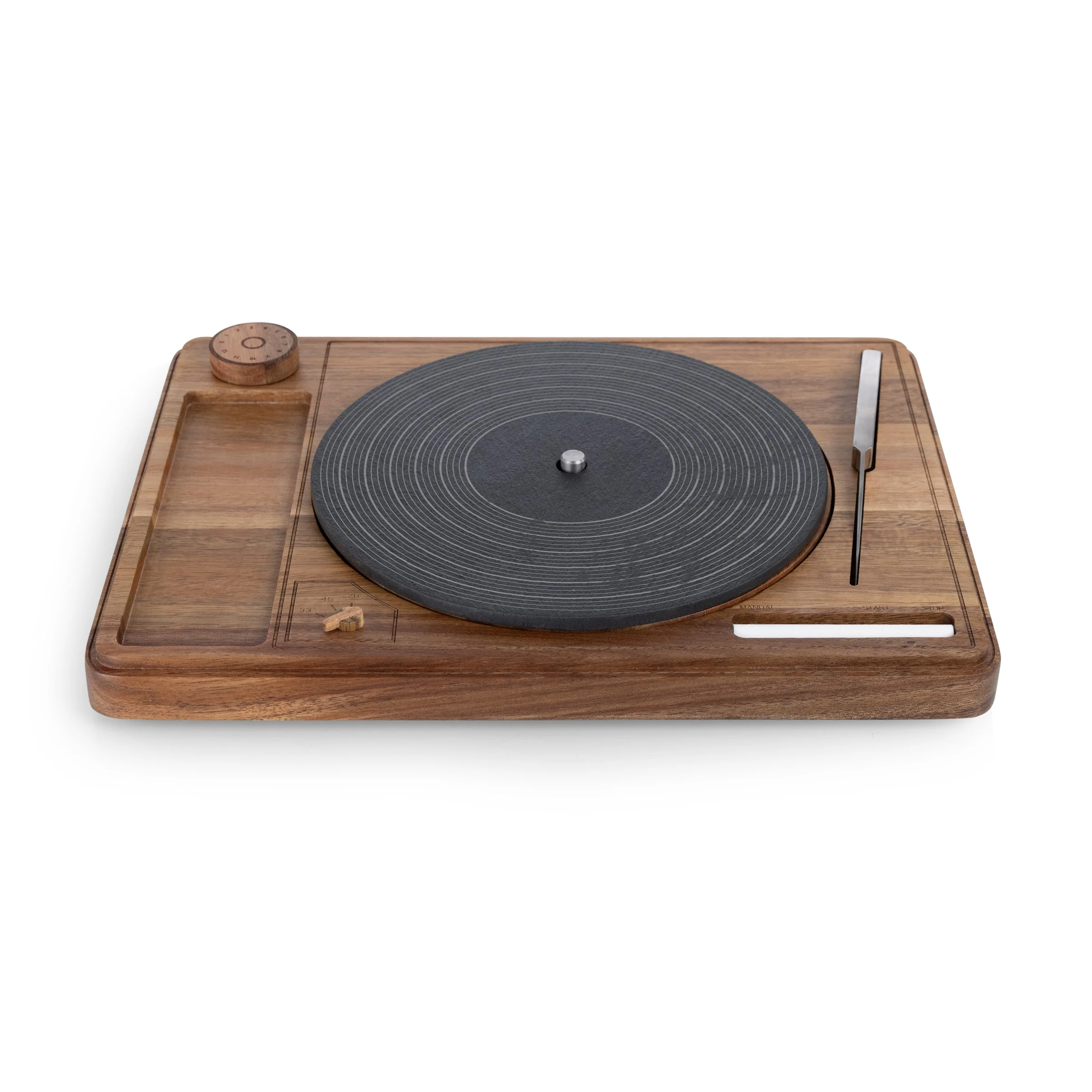 Turntable Acacia and Slate Cheese Board with Knife - Image 7
