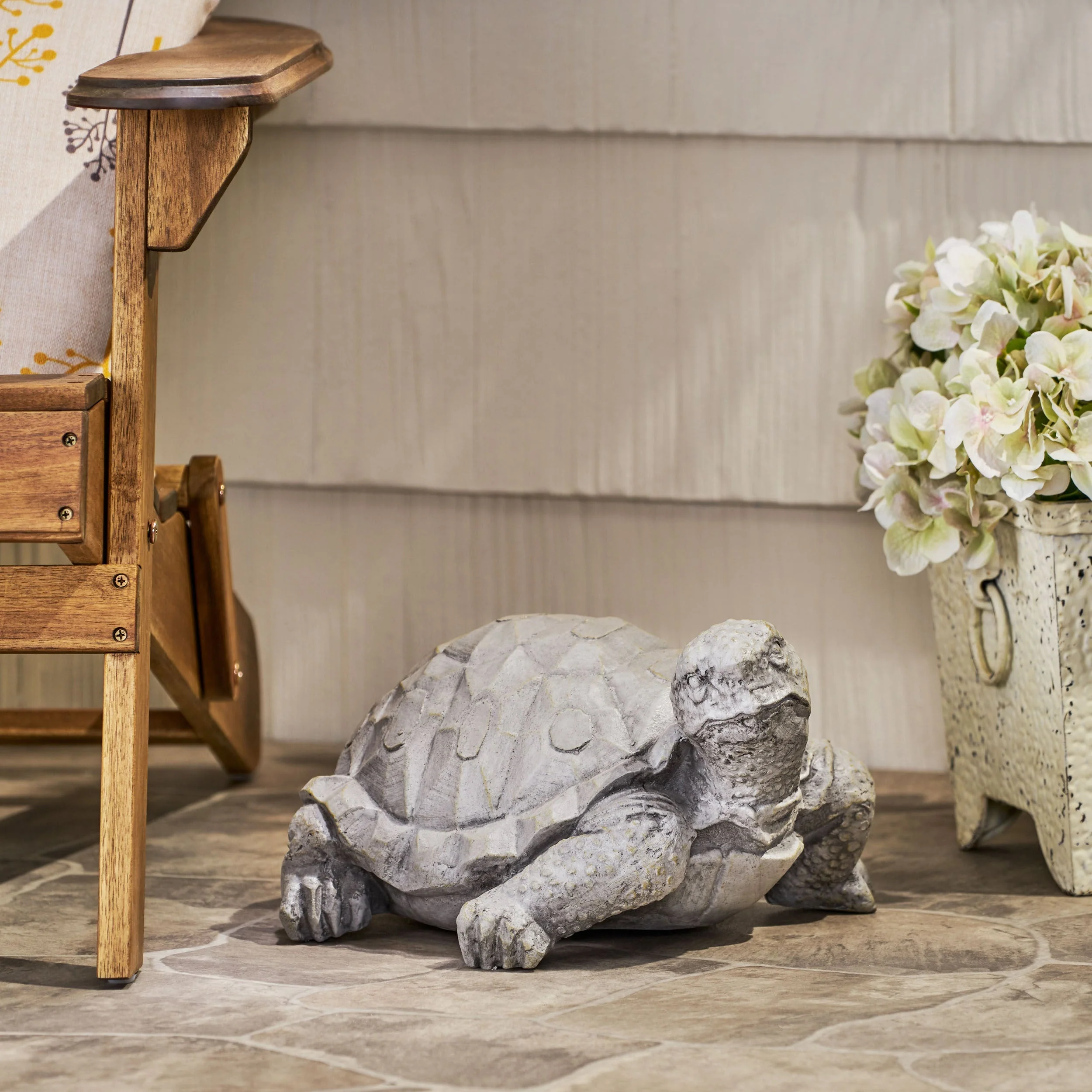 Turtle Decor Outdoor Turtle Statue in Dark Gray - Image 2