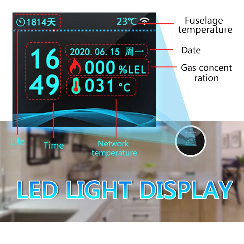 Tuya WiFi Gas Detector Smart Home Natural Gas Alarm LCD Display Combustible Sensor - Image 2