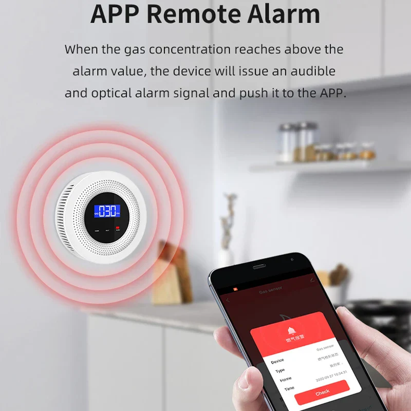 Tuya WiFi Gas Leak Detector Wireless Natural Gas Alarm 433MHz Smart Home Kitchen - Image 3