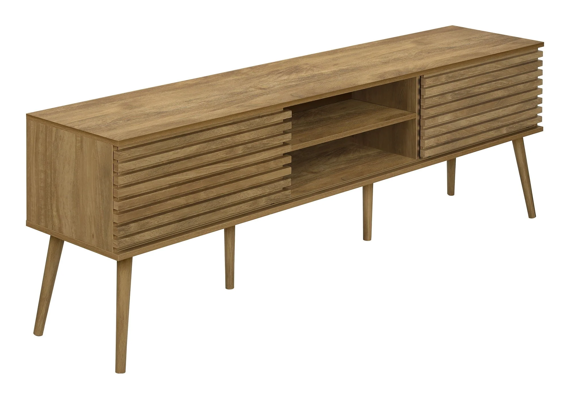TV Stand, 72 Inch, Media Entertainment Center, Storage Cabinet, Console, Storage Shelves, Contemporary & Modern - Walnut - Image 4