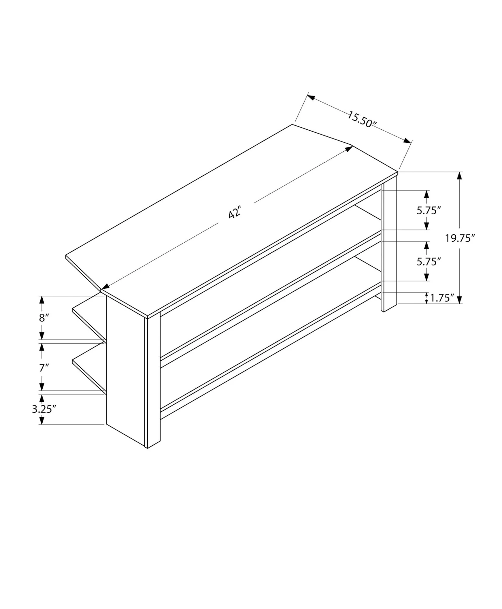 TV Stand, Console, Media Entertainment Center, 3 Storage Shelves - Image 6