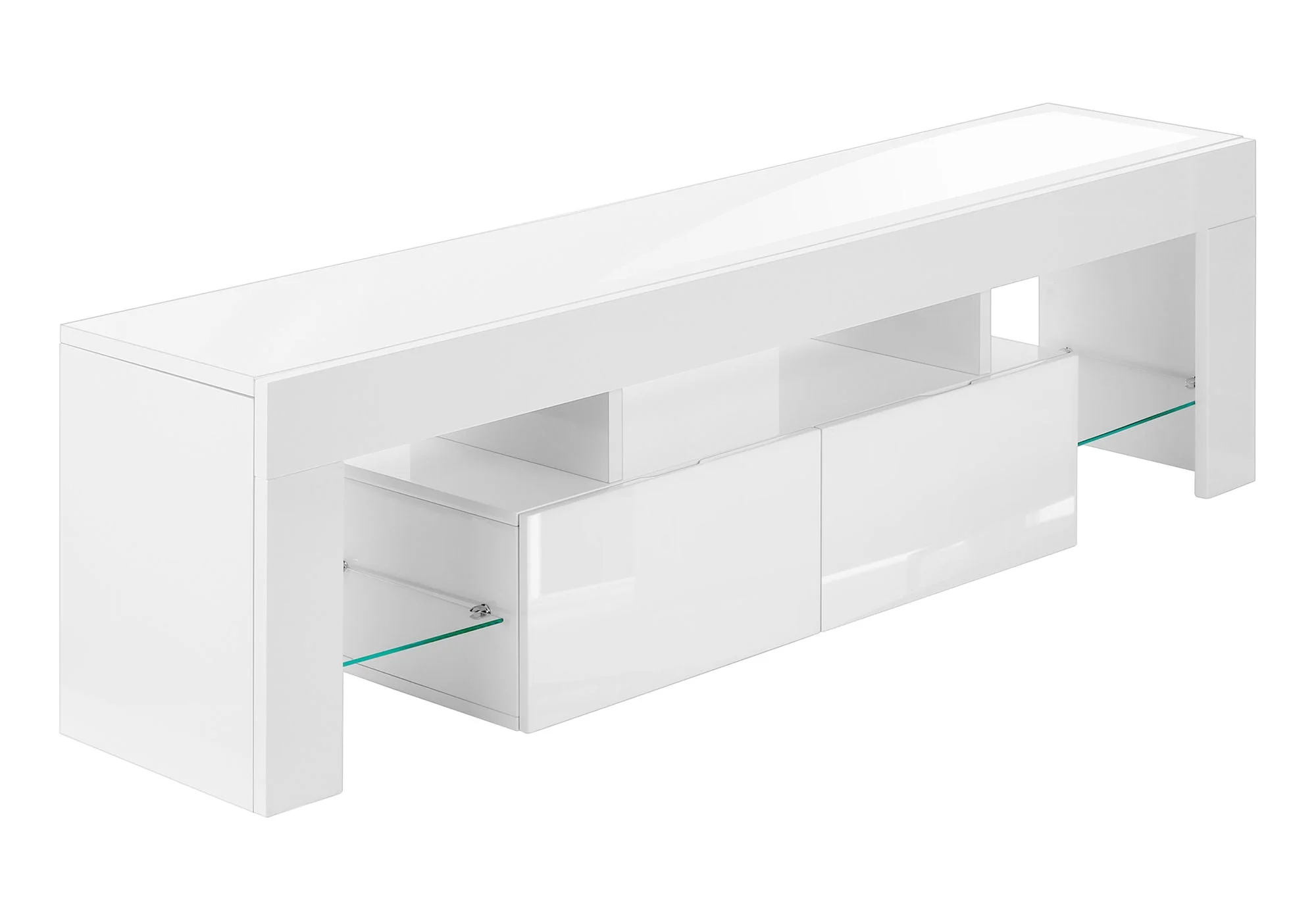 TV Stand, Console, Media Entertainment Center - Glossy White - Image 3