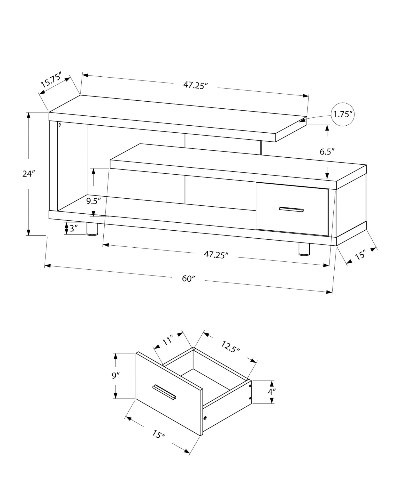 TV Stand, Console, Media Entertainment Center Storage Cabinet - Image 7