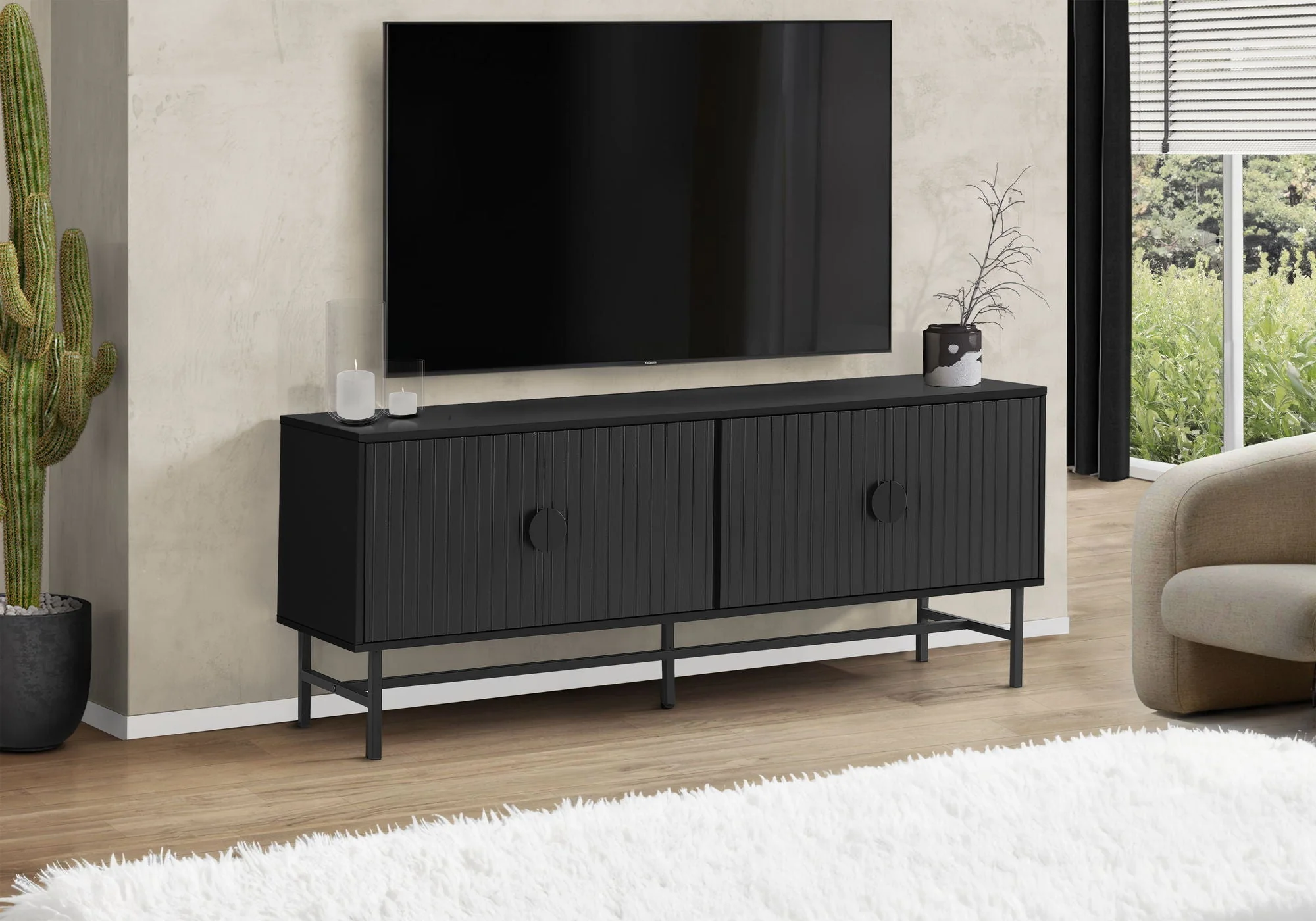 TV Stand, Console, Media Entertainment Center, Storage Cabinet, And Contemporary & Modern - Image 2