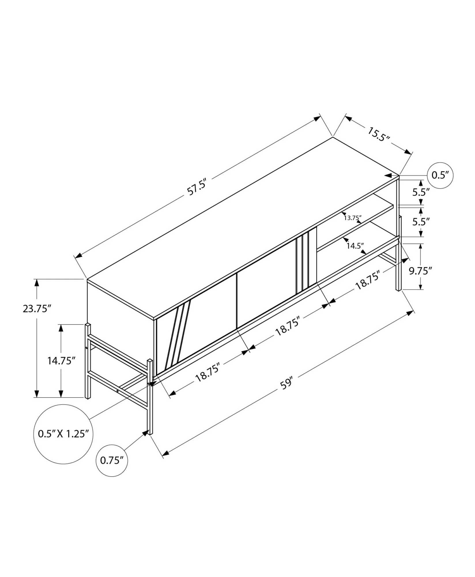 TV Stand, Console, Media Entertainment Center, Storage Cabinet, Contemporary And Modern - Image 8