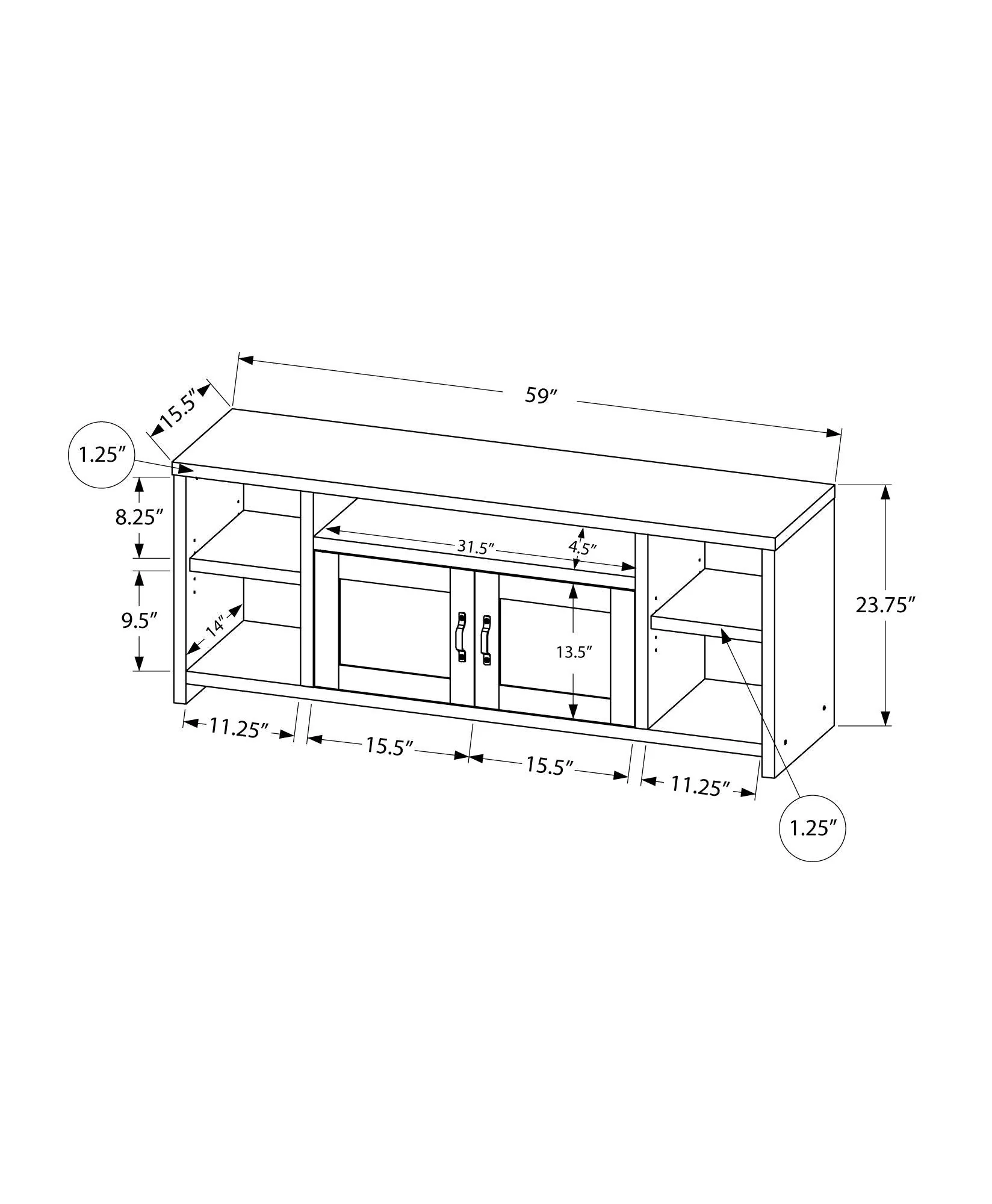 TV Stand Console Media Entertainment Center Storage Cabinet For Living Room - Image 2