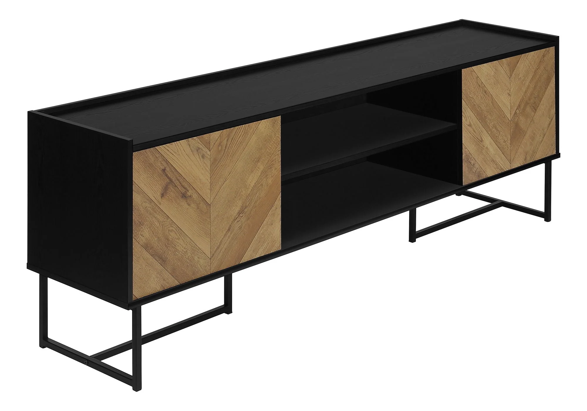 TV Stand, Console, Media Entertainment Center, Storage Cabinet, Modern - Black - Image 4