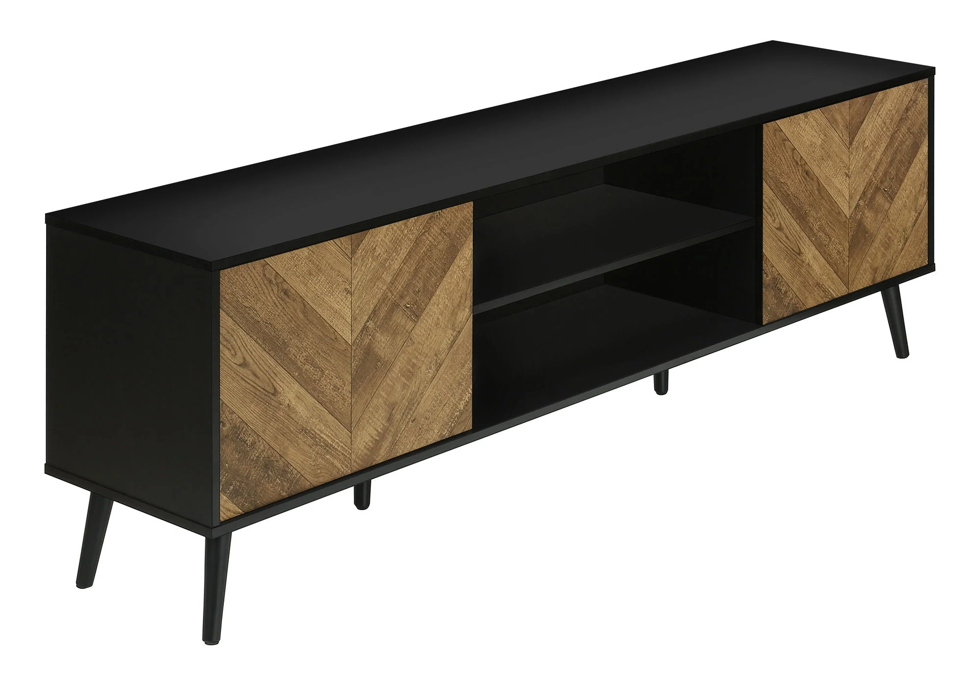 TV Stand, Console, Media Entertainment Center, Storage Cabinet, Modern Design - Black - Image 4