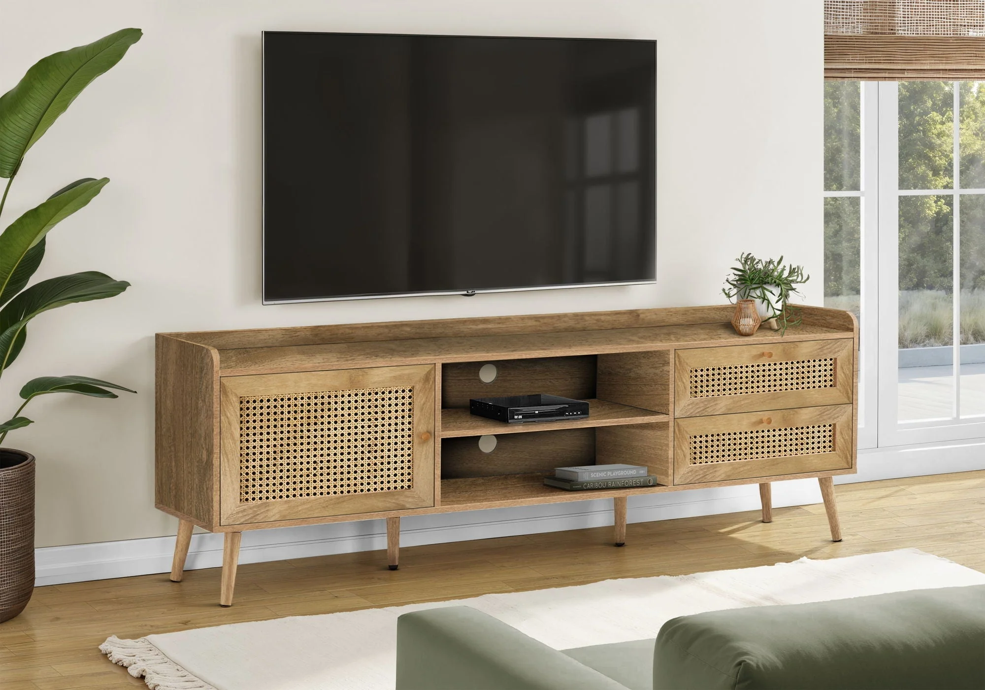TV Stand, Console, Media Entertainment Center, Storage Cabinet, Transitional - Image 2